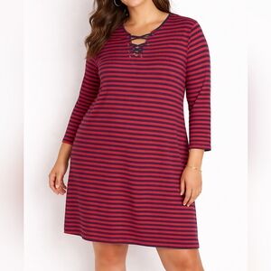 Michael Kors Red & Navy Striped Knit Top